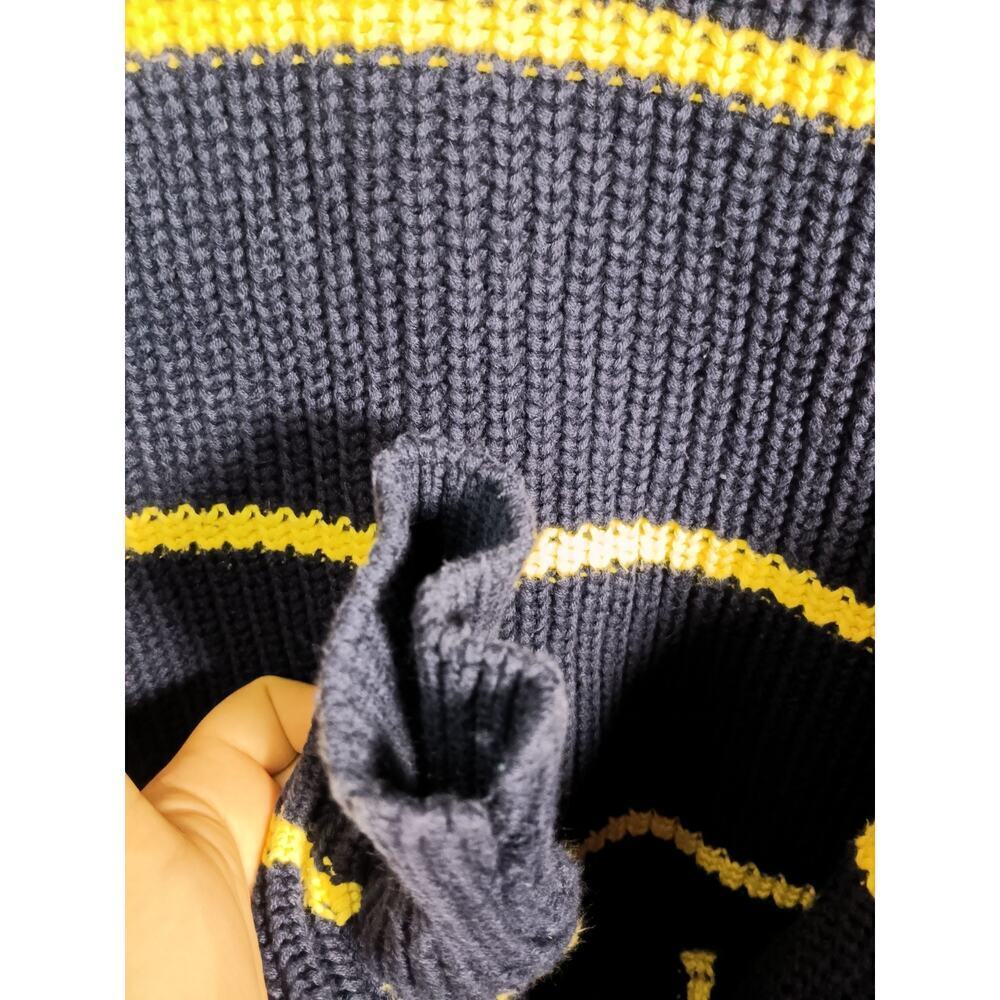 Gold Label Eddie Bauer Women’s Large Navy Sweater Gold Stripe Pullover Knit - Picture 5 of 6